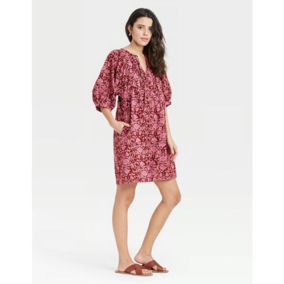Universal Thread Tunic / Dress Women's Medium Cotton Floral Bohemian Lagenlook - Picture 8 of 11